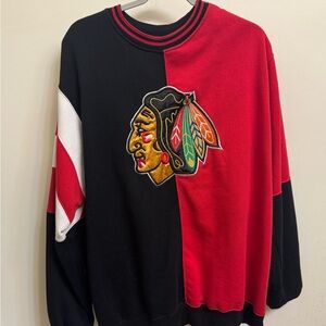 Vintage STARTER Black and Red Blackhawks Crewneck Sweater